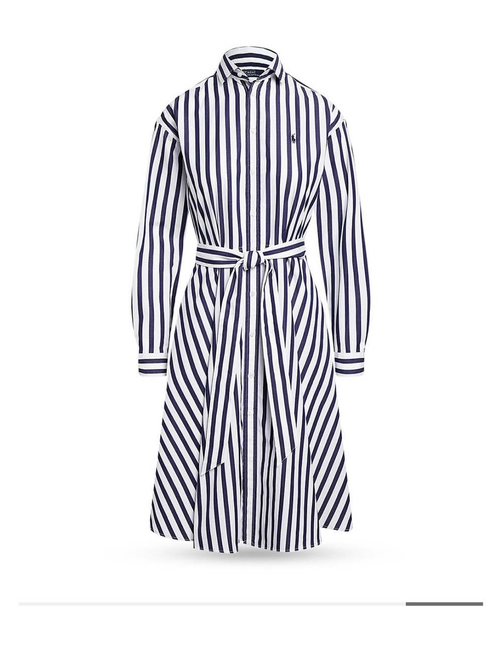 Polo Ralph Lauren Blue and White Striped Shirt Dress with belt.